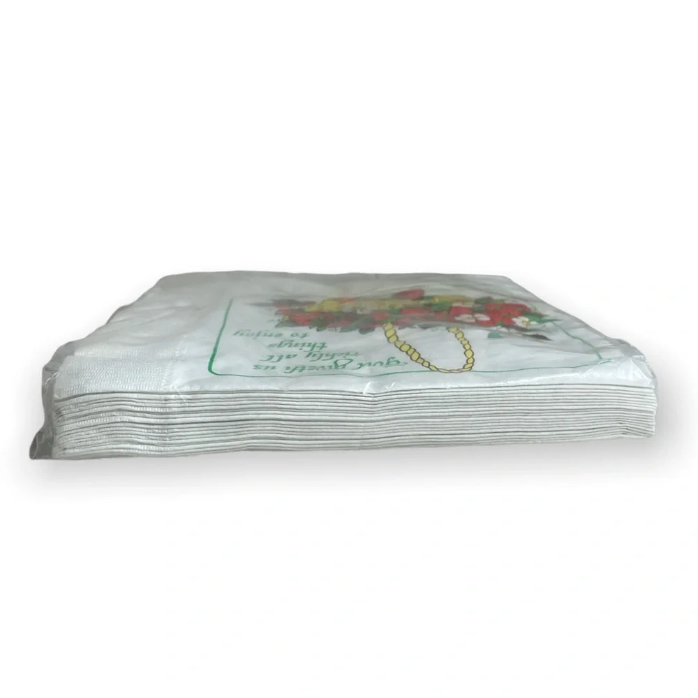Vintage New In Package Strawberry Basket Paper Napkins Set Of 20